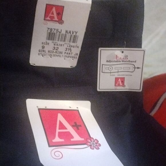 A+ uniform navy blue pants, size 9, waist 32, length 31 3/4, adjustable waistban - Picture 4 of 4